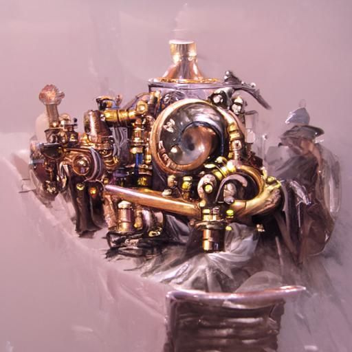 Steampunk Engine as Oil Painting