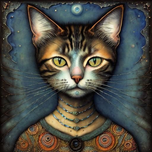Detailed Portrait of a Sweet Cat in Vibrant Colors