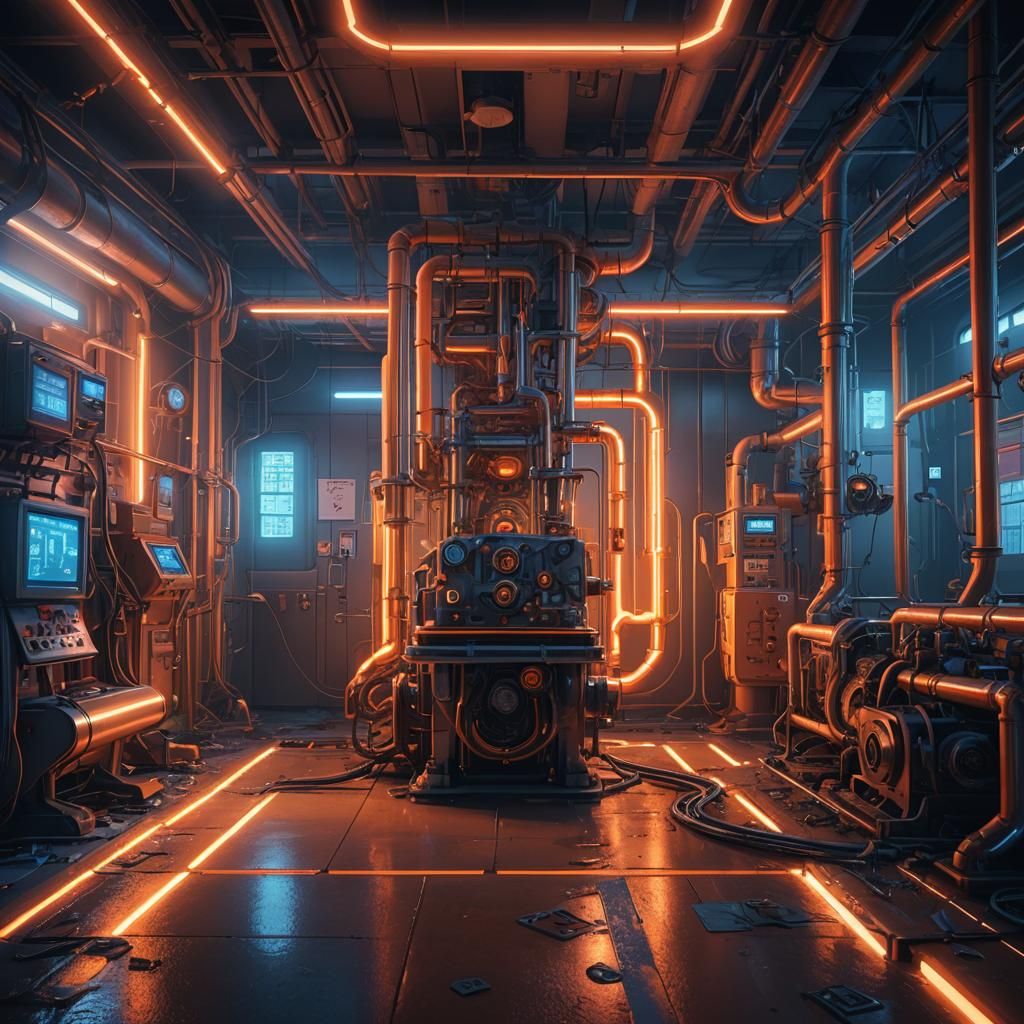 Neon Glow in Surreal Psychiatric Hospital