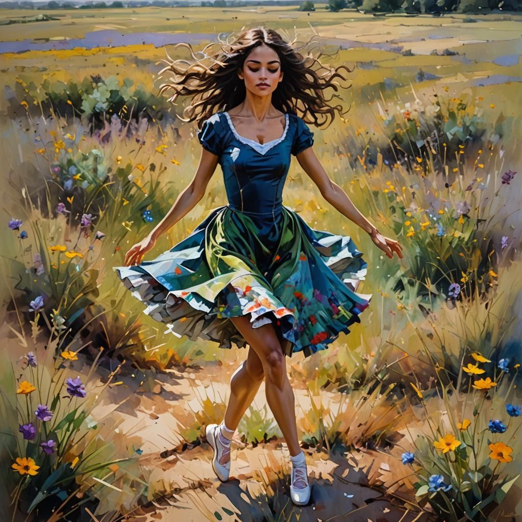 Italian Teen Ballerina in Wildflower Field