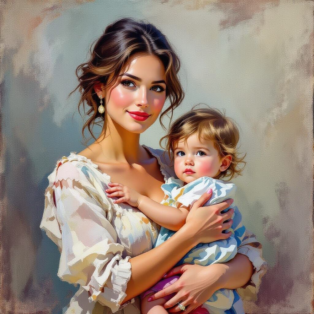 Proud woman holding her child