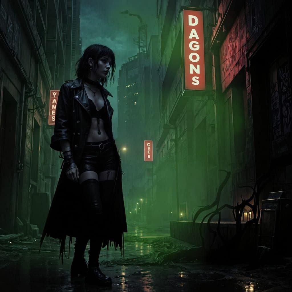 Gothic Metropolis Scene in Digital Art Style