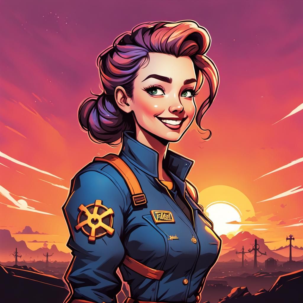 Empowered Girl in Fallout Uniform: Vector Illustration