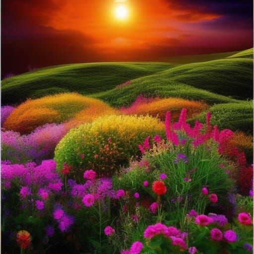 Contrasting Light Beams in Starry Visionary Art