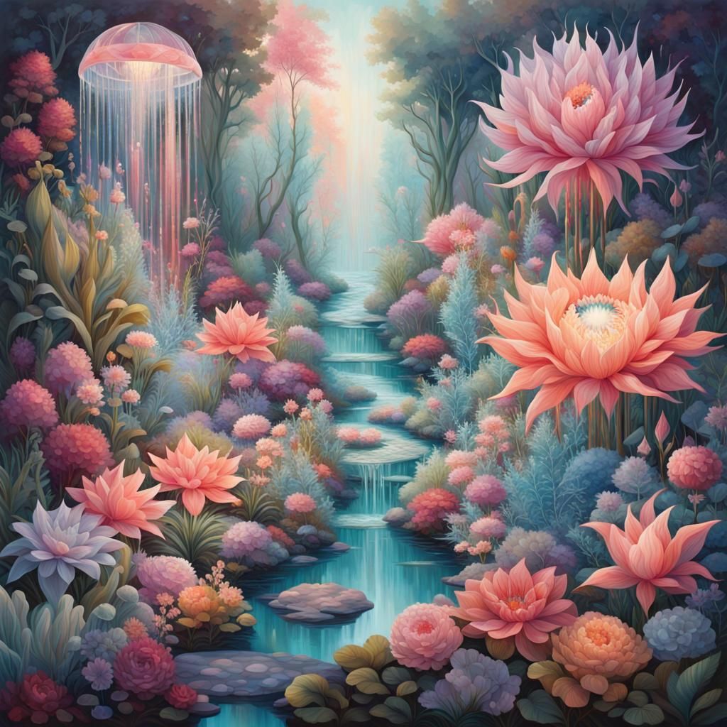 Ethereal Crystal Garden: A Surreal Landscape