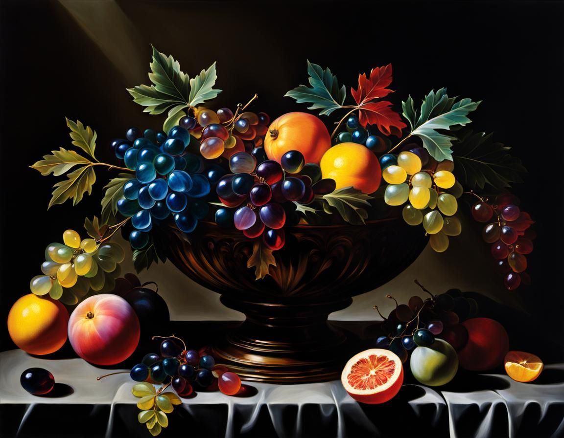 Crystal Cornucopia in Chiaroscuro Style