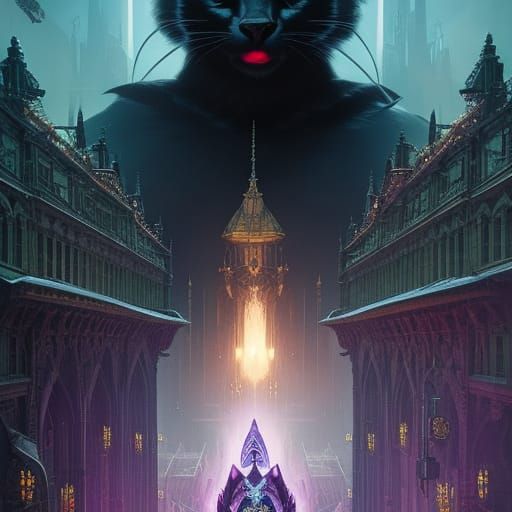 Detailed Dark Fantasy Black Cat Queen