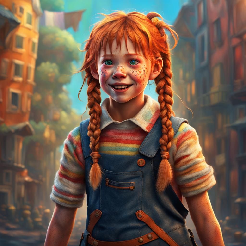 Hyperrealistic Pippi Longstocking Splash Art