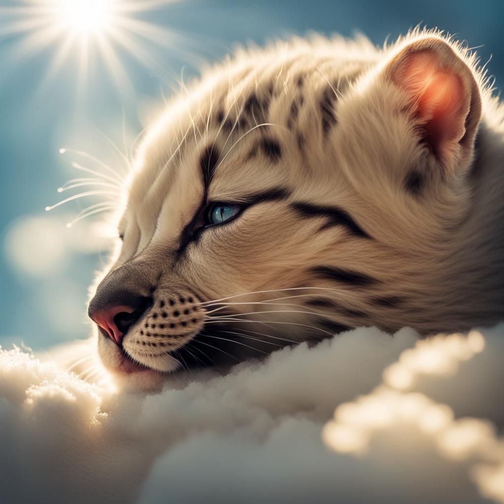 Baby Panther Cloud Sleeping in Heavenly Sunshine
