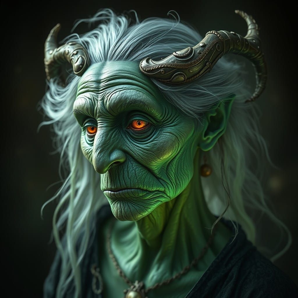 Aged Crone in Enchanted Harmony