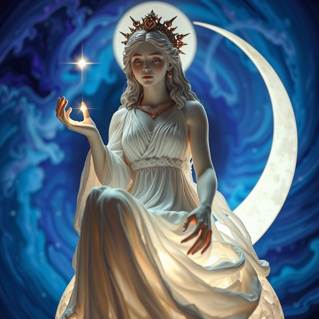 Hyperrealistic Goddess in Mid Shot on the Moon