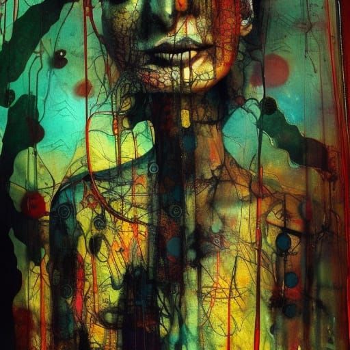 Claymation Portrait of Enraged Woman with Bioluminescence