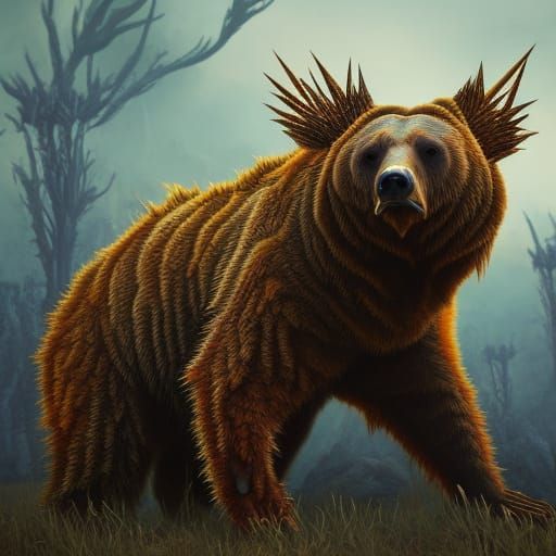 Thorny Devil Grizzly Bear Hybrid: Detailed Matte Painting