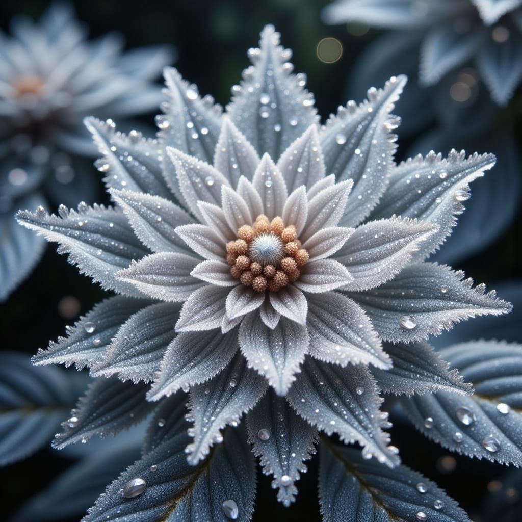 A single flower carved from ice