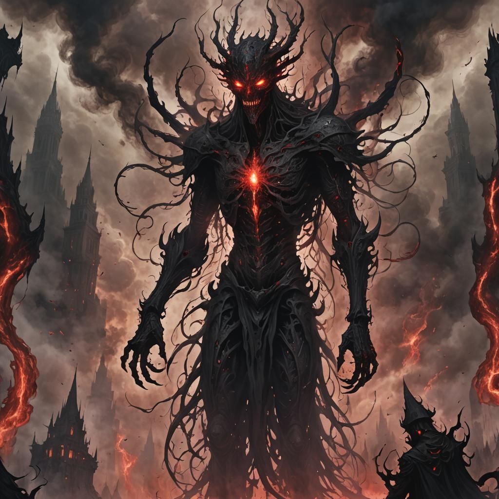 Towering Shadowy Figure of Tormented Souls: Matte Painting