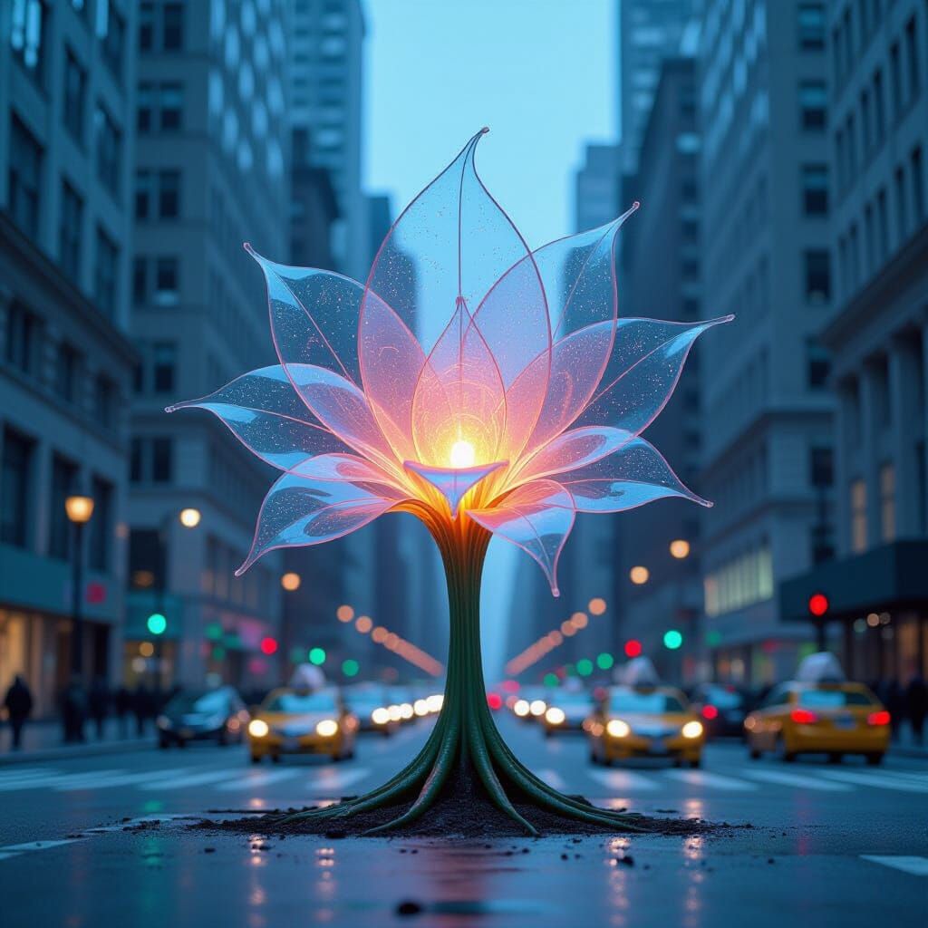 Dystopian Alien Plant Breaks Through Times Square Concrete