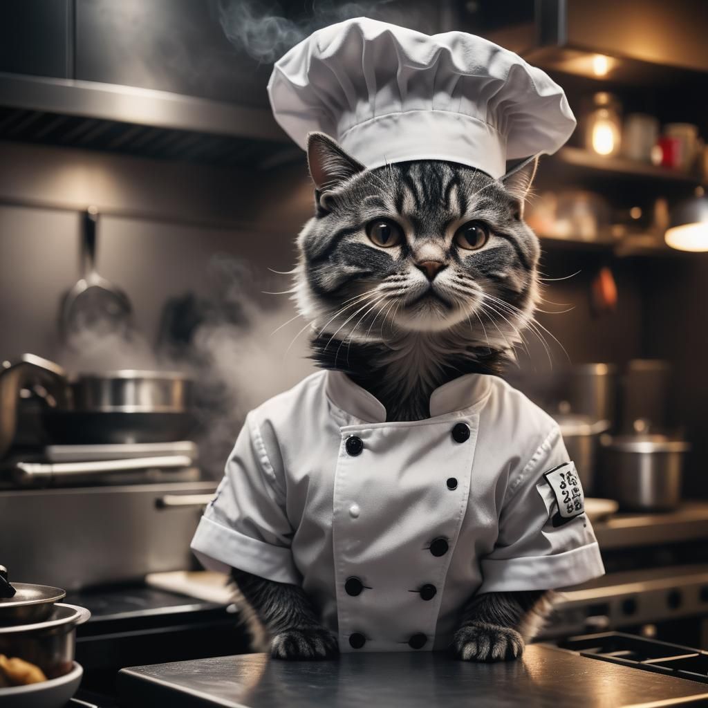 Chibi Cat Chef in Tokyo: Moody Fashion Portrait