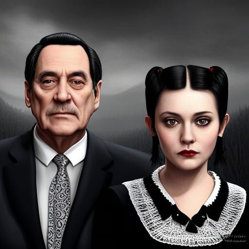 Gomez and Wednesday Addams: A Loving Portrait