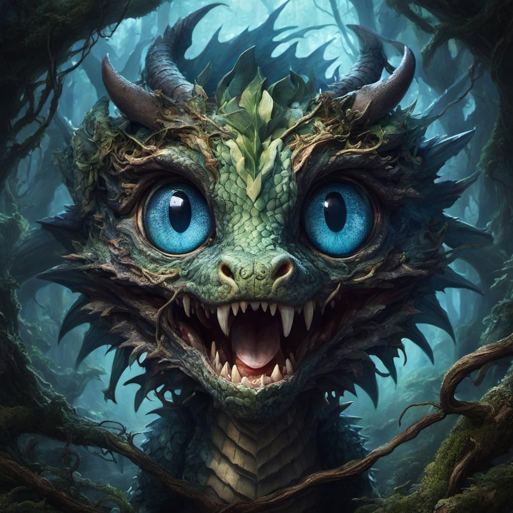 Scared Dragon in Dark Forest, Anime Style