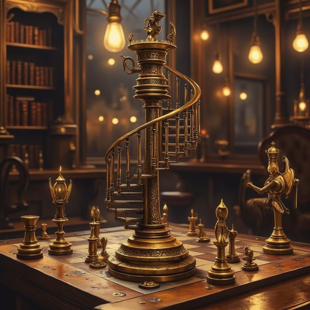 Surreal Industrial Futurist Knight Chess Piece in Victorian ...