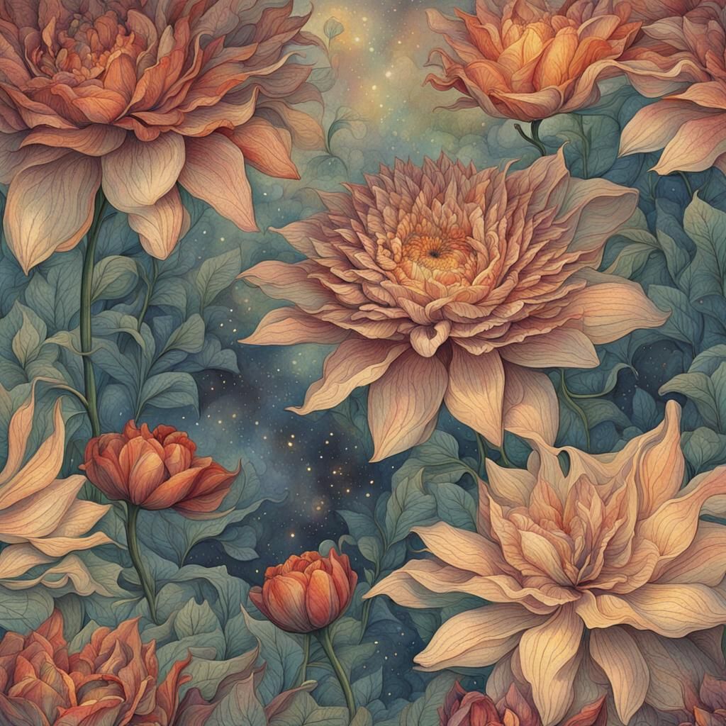 Mystical Flower Transformation: Woman Becomes Bloom