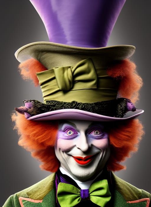 Victorian Mad Hatter Portrait in Hyperrealistic Style