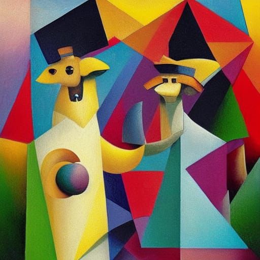 Fox and Goose in Surreal Fauvist Expressionist Style