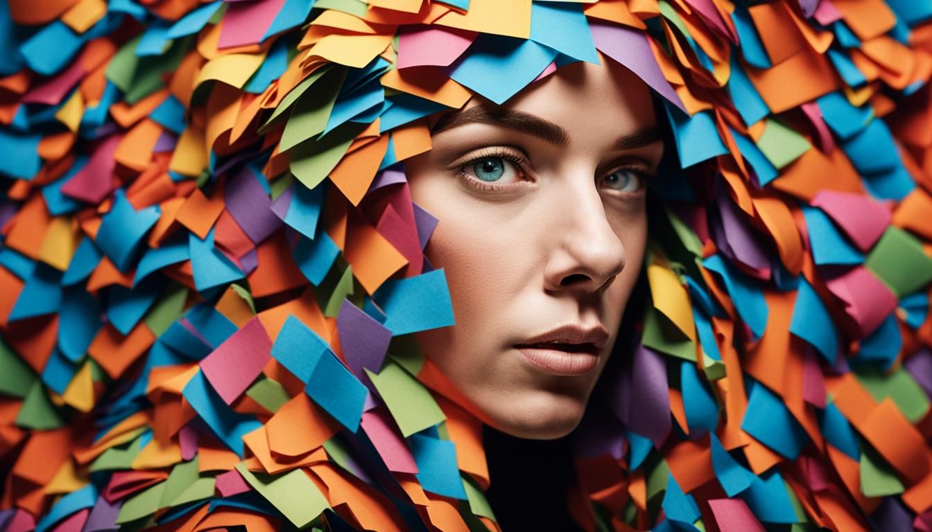 Vivid Portrait with Paper Likenesses in Professional Style