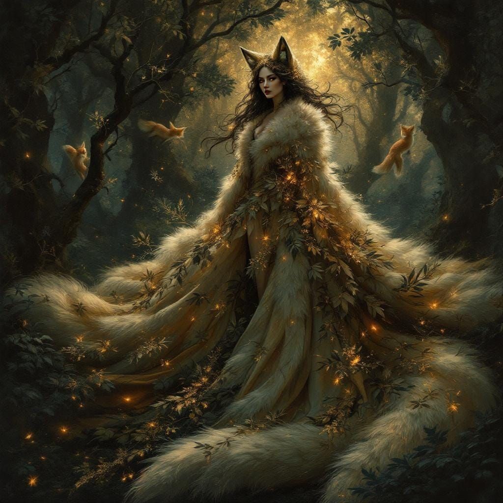 Emberlit Lady in Baroque Forest Clearing