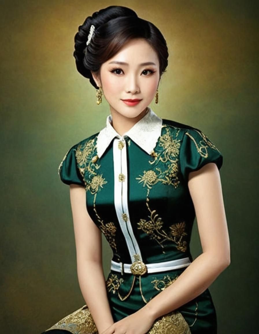 Elegant Woman in Vintage Style with Natural Background