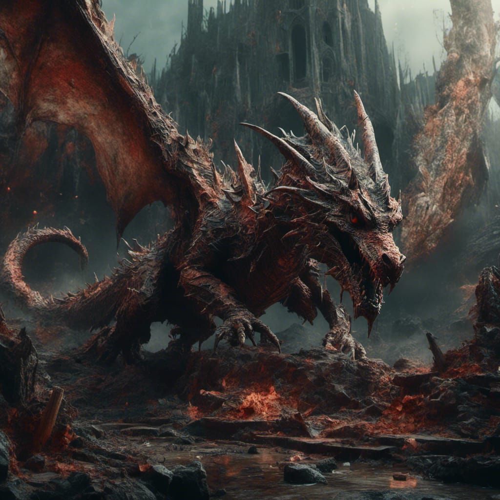 Detailed Dragon Matte Painting in Deep Color