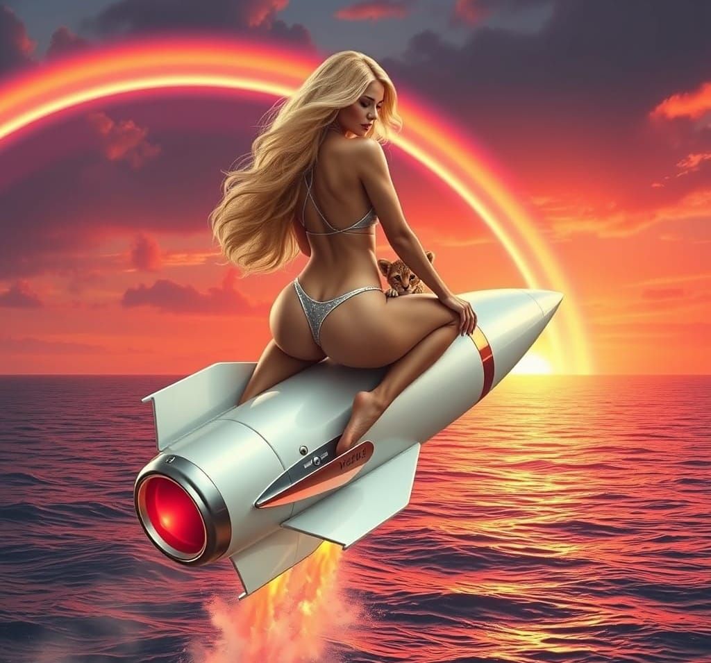 Sultry Blonde Goddess Blasts Off to the Moon with Cheetah Cu...