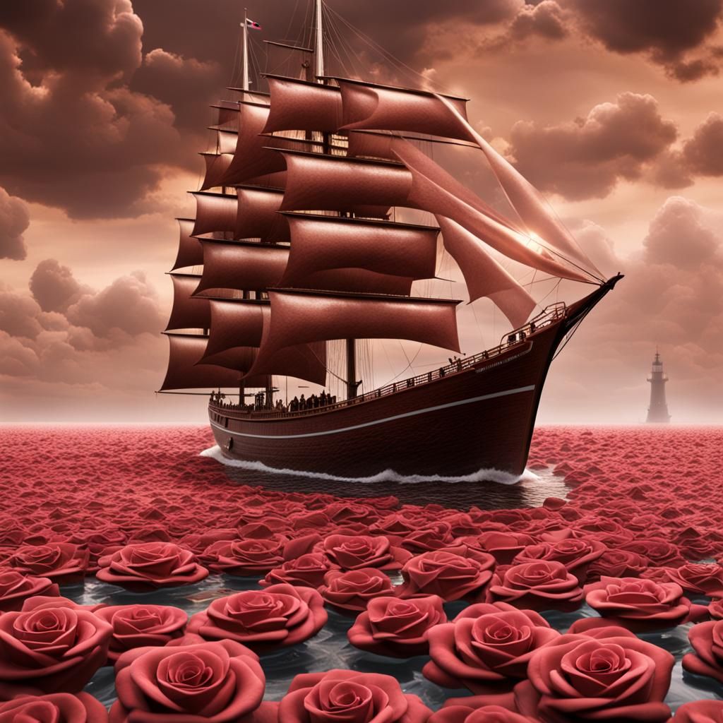 Chocolate Ship Sailing on a Sea of Roses