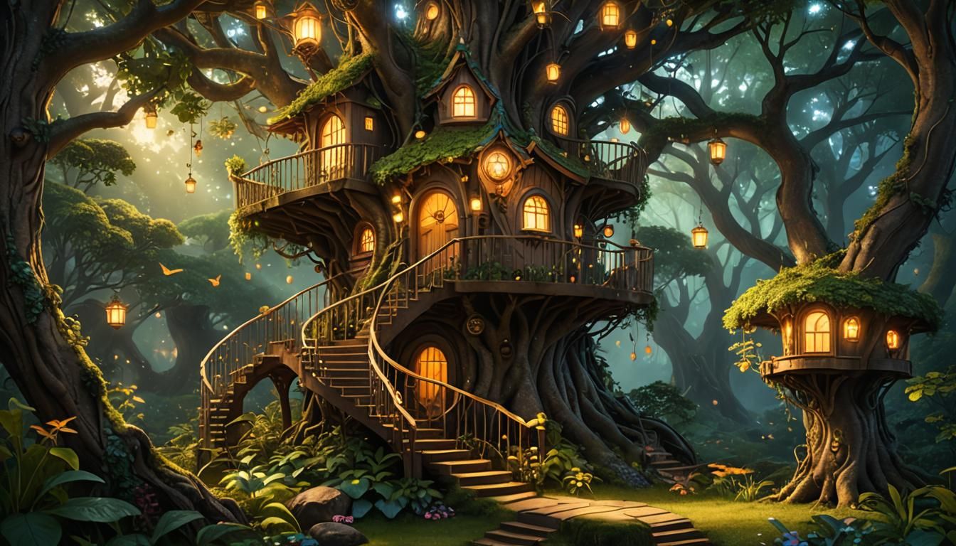 Enchanting Fairy Treehouse in Twilight Forest