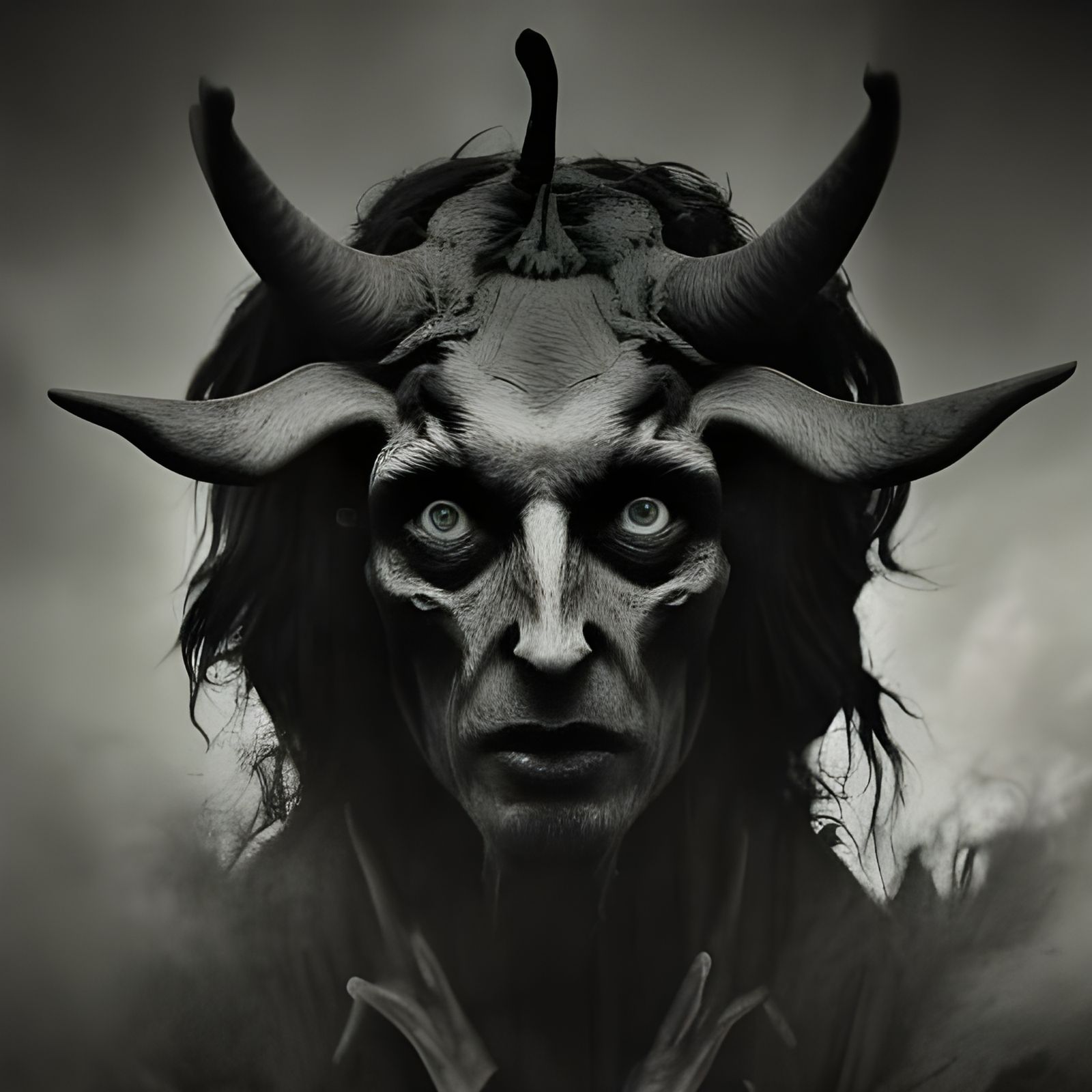 Baphomet Close-Up Portrait in Horror Style