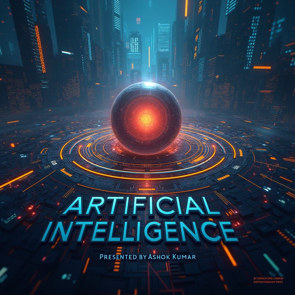 Futuristic Cityscape Poster of Artificial Intelligence