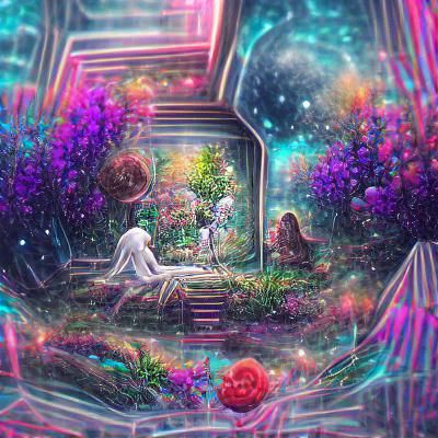 Holographic Astral Secret Garden Illustration