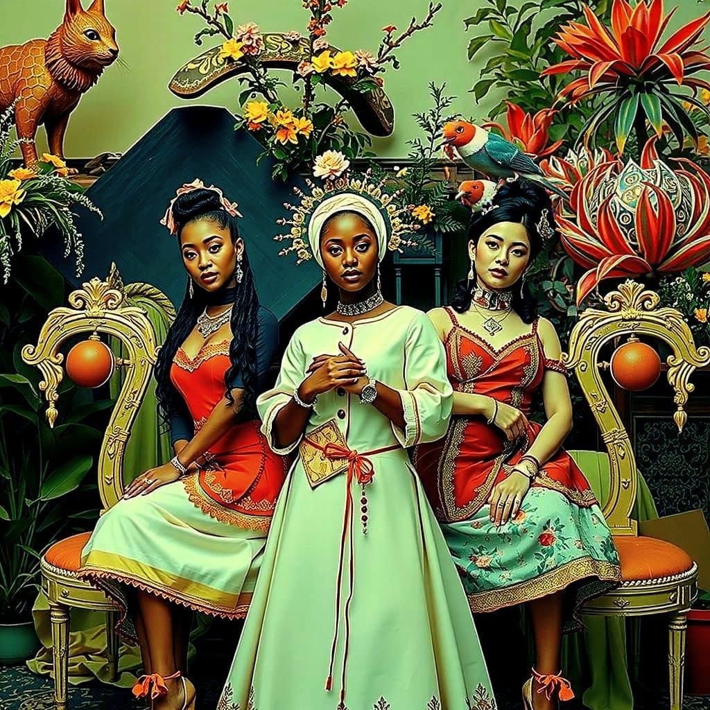 Elegant Woman in Lush Garden, Hyperrealistic Style