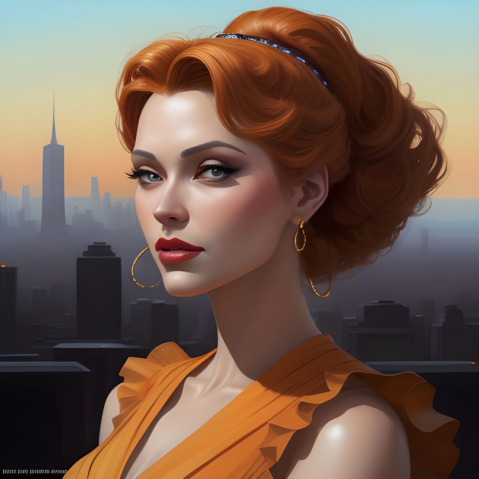 Digital Portrait of a Sultry City Woman