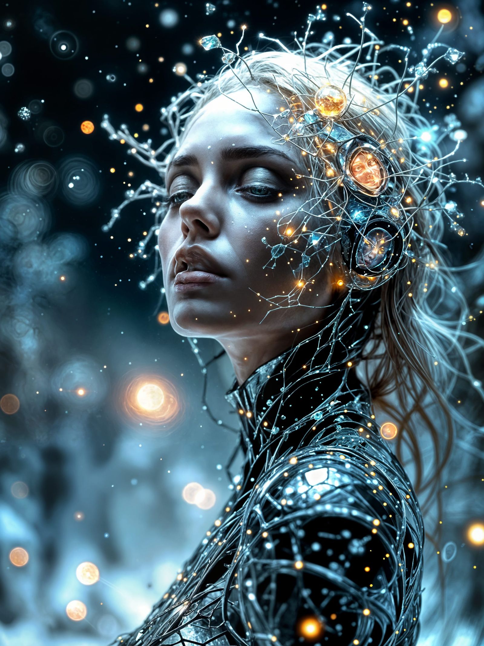 Cosmic Goddess Unveiled in Bioluminescent Splendor