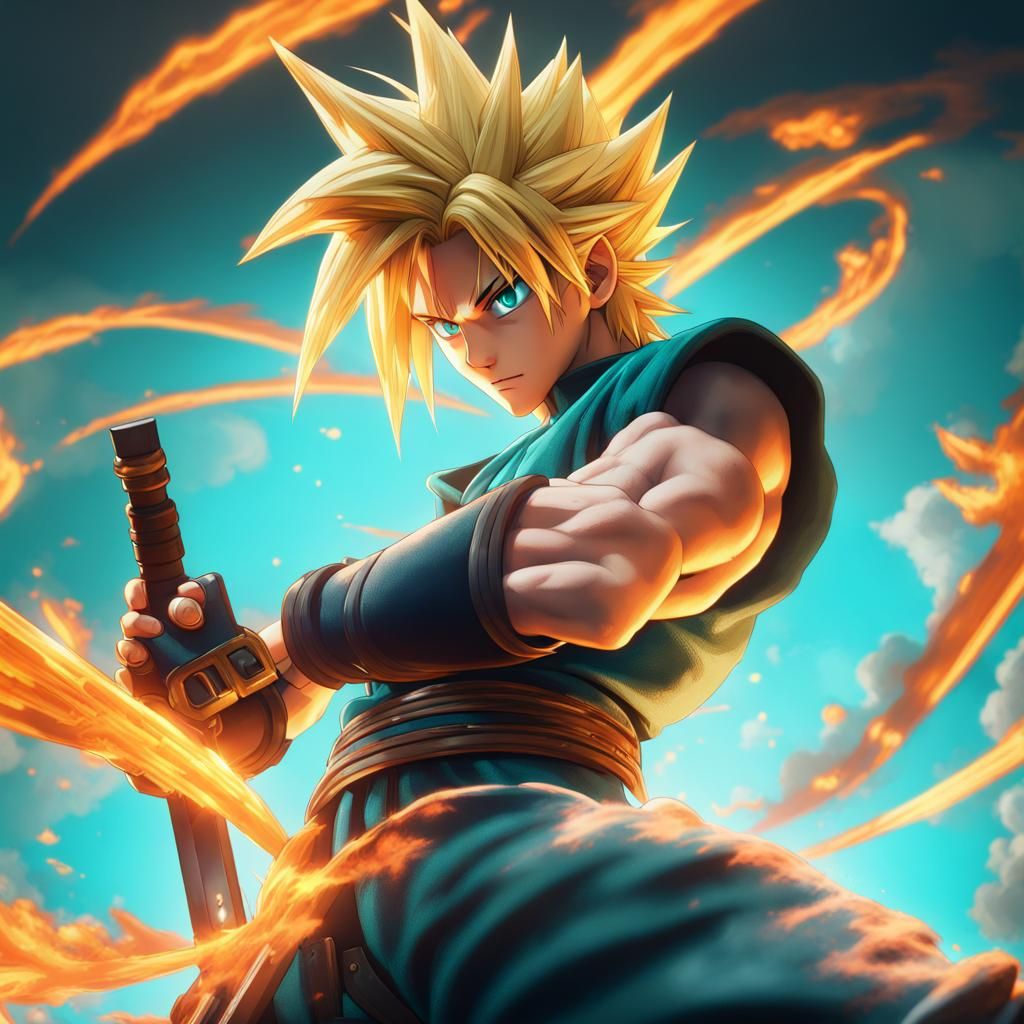 Cloud Strife and Link Fusion Art