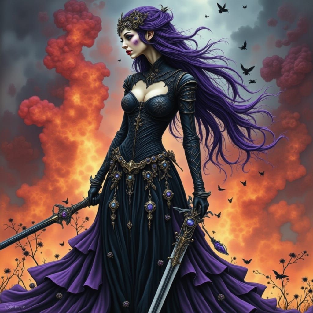 Ether Court Queen on Fiery Battlefield