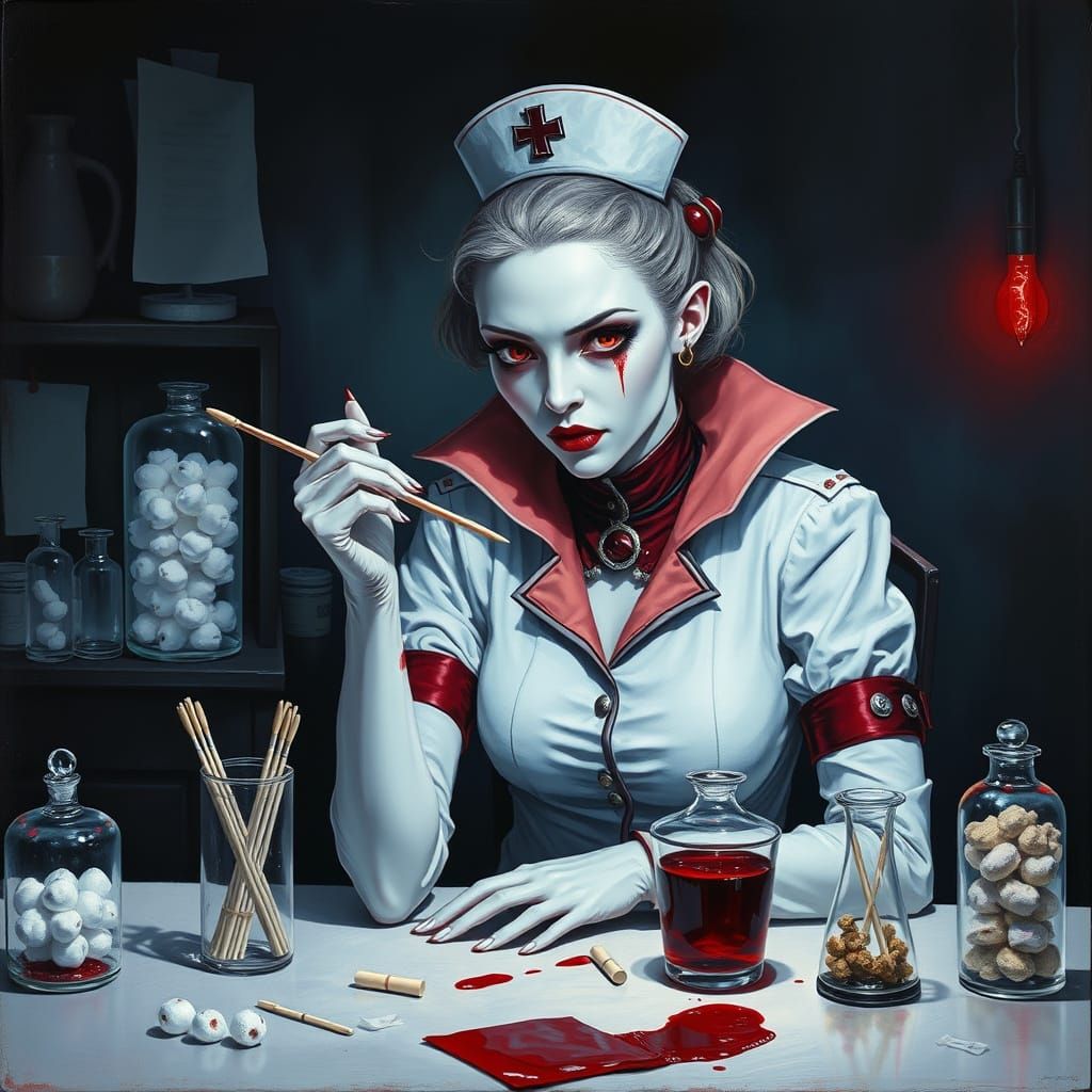 Fantasy Vampire Nurse in WLOP Art Style
