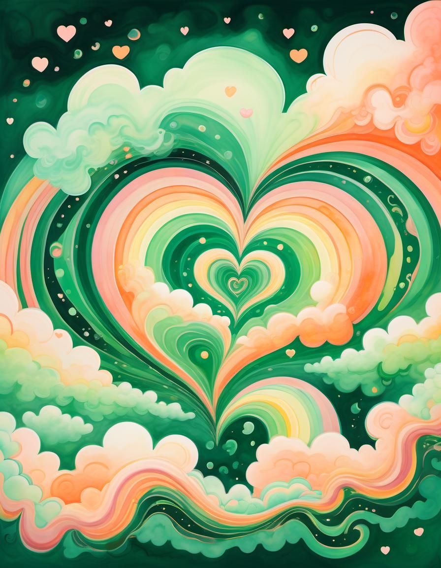 Psychedelic Hearts and Clouds in Watercolor Street Art