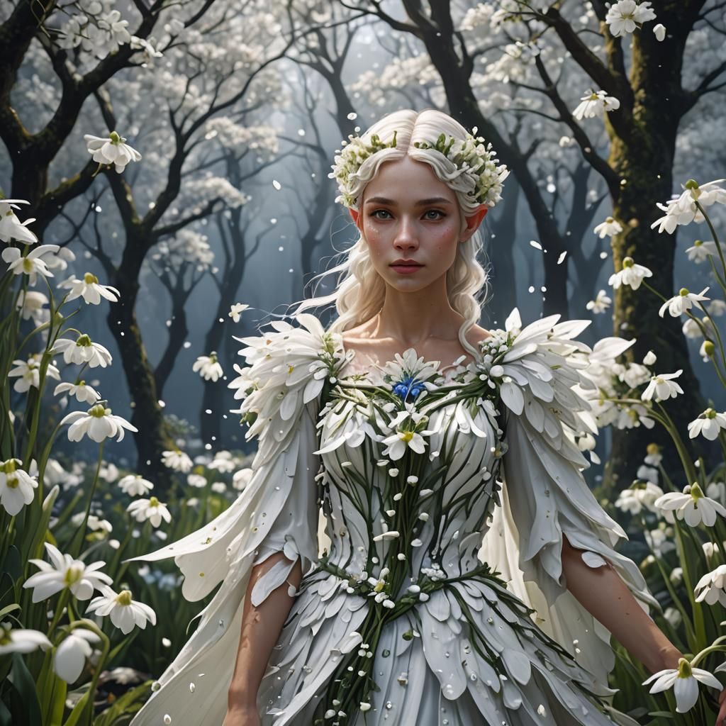 Snowdrop Fairy Portrait in Fantasy Concept Art