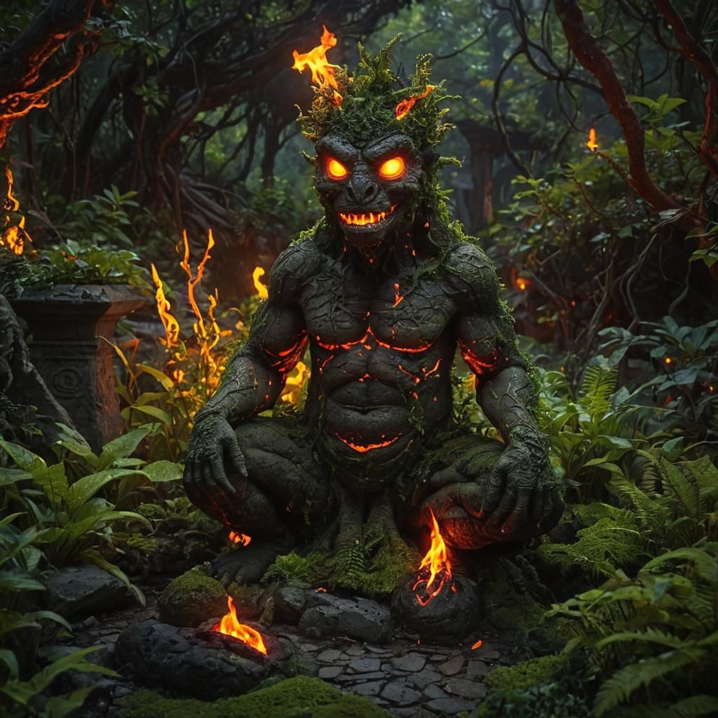 Lava Genie in Ancient Ruins Garden