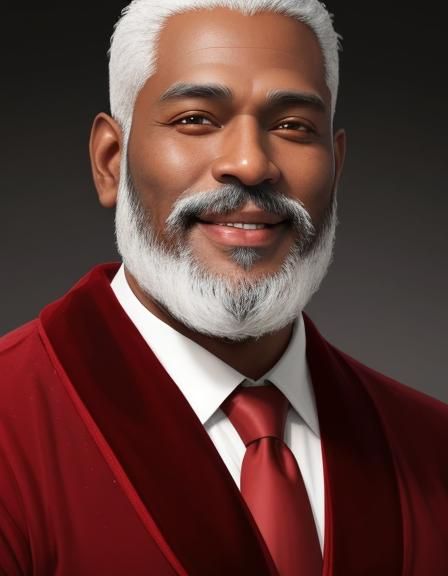 Joyful Ceylonese Man in Red Velvet Robe