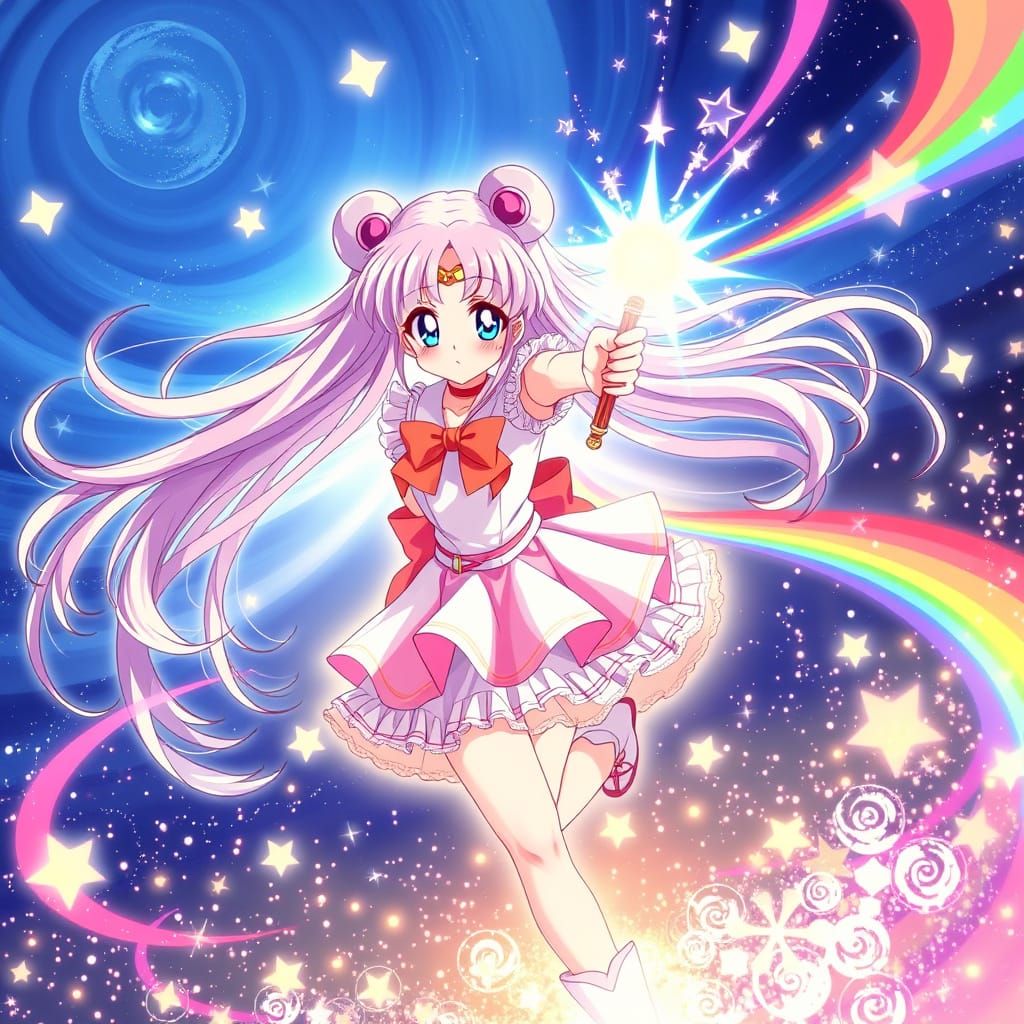 Magical Girl Transformation in Anime Style