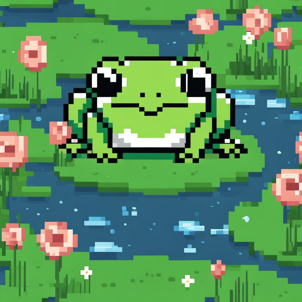Cute Cartoon Frog Pixel Art Profile Picture
