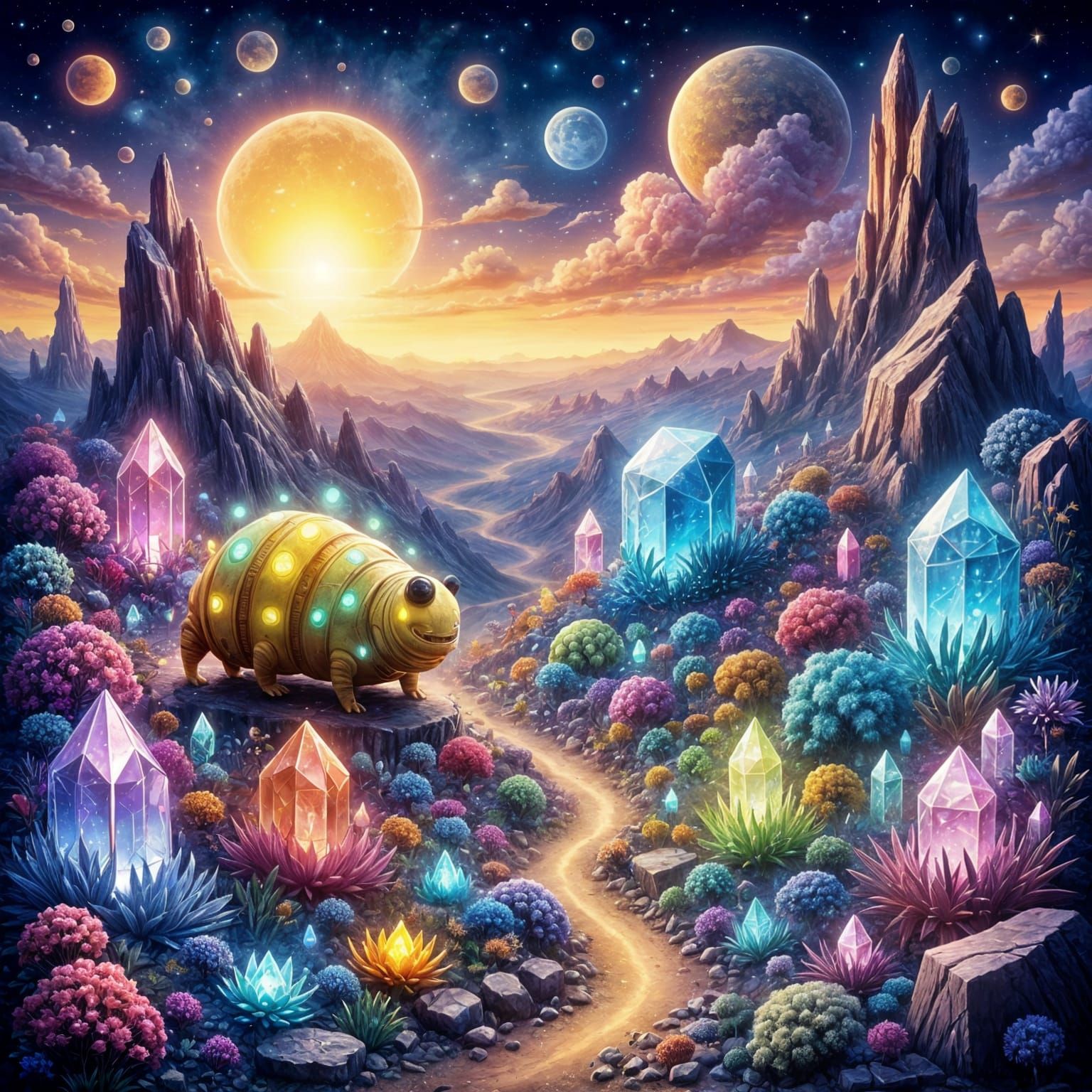 Tardigrade Tends Glowing Garden on Alien Planet